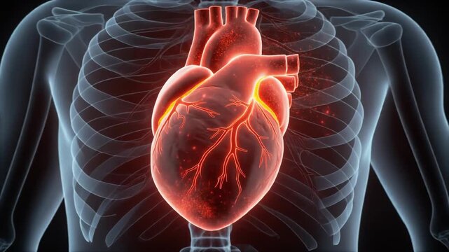 Rotating 3D Holographic Human Heart Anatomy Medical Model