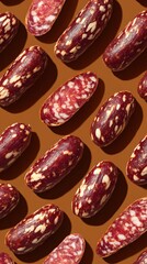 Embotits (Andorran sausages) on brown background, dish from Andorra, minimalist food photo, template for social media, digital ads, web banners, mobile wallpapers, greeting cards