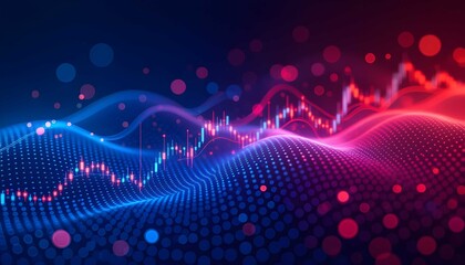 Futuristic digital finance visualization with stock market charts and data