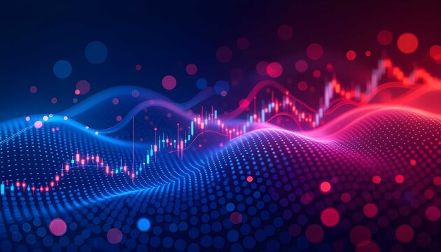 Futuristic digital finance visualization with stock market charts and data - Powered by Adobe