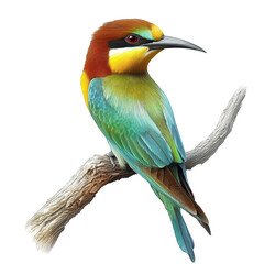 Obraz premium A vividly colored bird perched on a branch. its striking plumage with a backdrop of soft. blurred colors. ideal for nature enthusiasts and wildlife photography