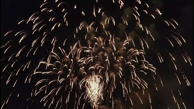 Fireworks explode in the night sky with vibrant colors and patterns Kembang Api