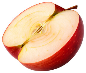 half of red apple, sliced red apple, isolated background