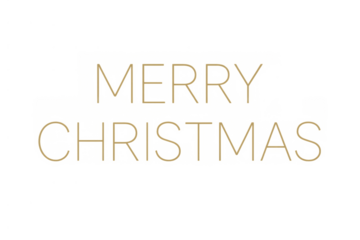 Merry christmas holiday greeting text in a modern gold sans-serif font, celebrating festive seasons with transparent background