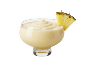 Pineapple creamy cocktail isolated for tropical dessert beverage concept in png transparent background format