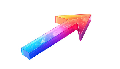 Colorful, angled upward pointing arrow on black