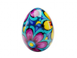 Decorative painted easter egg isolated for holiday celebration and spring design in png transparent background