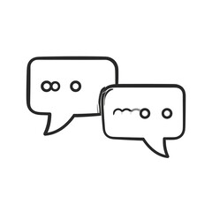 Naklejka premium Two simple speech bubbles, hand-drawn style