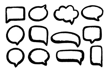 Crayon Speech Bubble Set  Chalk Pencil Dialog Balloons & Charcoal Doodle Text Clouds in Hand-Drawn Kid’s Style