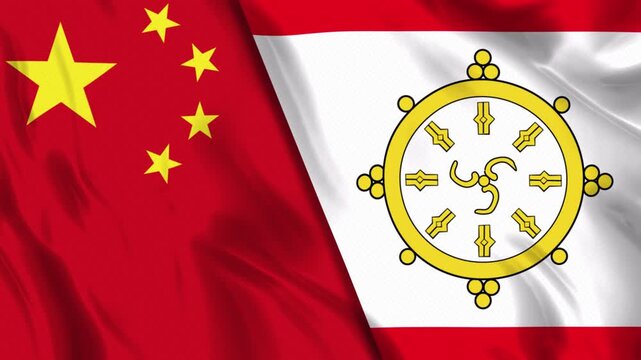 China and Sikkim Flag Animation Seamless Loop | Ultra HD 4k