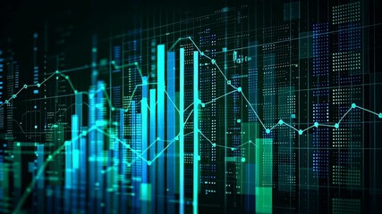Blue finance business graph chart concept. A digital representation of financial data trends and metrics in vibrant blue tones. - Powered by Adobe