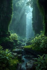 Bioluminescent Fantasy Forest with Glowing Mist
