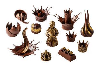 Artful chocolate collection with various luxury sculpted pieces