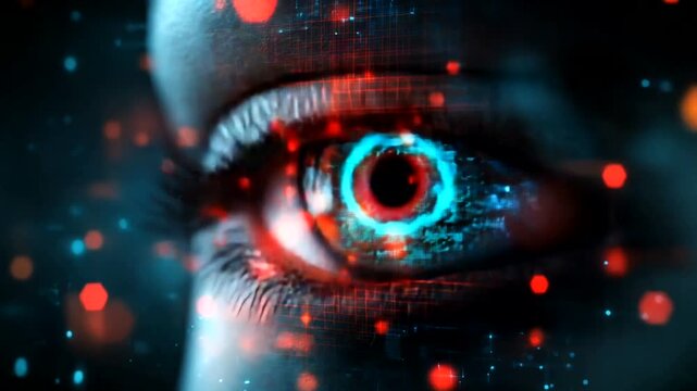Futuristic close-up of an eye with digital effects
