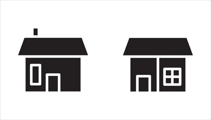 Web home icon set for websites and apps. Simple house symbol. Main page pictogram in filled, thin line, outline and stroke style. Isolated illustration.