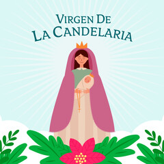 flat style virgen de la candelaria illustration design