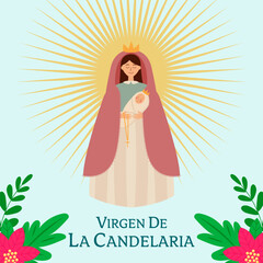 virgen de la candelaria illustration in flat style design