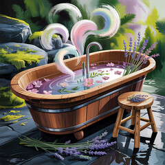 Relaxing Lavender Bath Outdoors