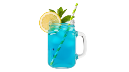 Refreshing blue cocktail isolated on transparent background