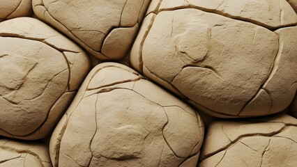 Organic texture of naturally cracked earthy stones, showcasing dry, arid surface patterns and intricate geological formations