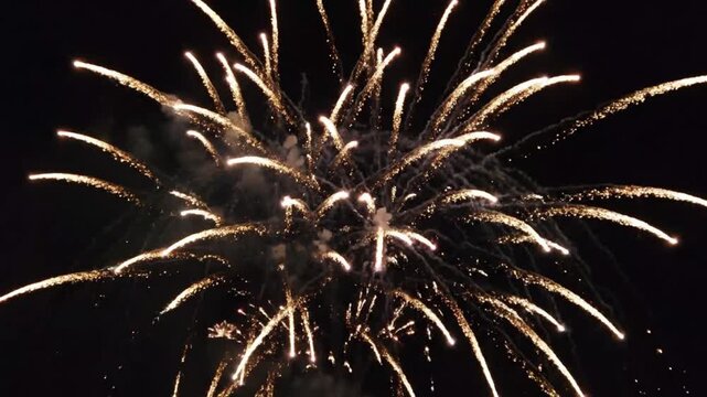 Fireworks explode in the night sky with vibrant lights and smoke Kembang Api 286