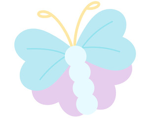 Pastel blue purple butterfly for animal, insect, tree, plants, decorations, spring, summer, picnic, park, yard, stickers, tattoo, clothing, fabric print, nature, garden, cartoon, patch, brooch, pin