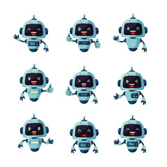 Obraz premium Cute cartoon robots with various expressions and gestures