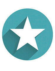 White star icon with a shadow in a teal circle