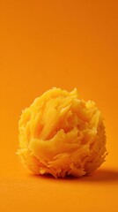 Ethereal scoop of hutspot with carrot texture on orange background, dish from Netherlands, food photo, template for social media, digital ads, web banners, mobile wallpapers, greetings card