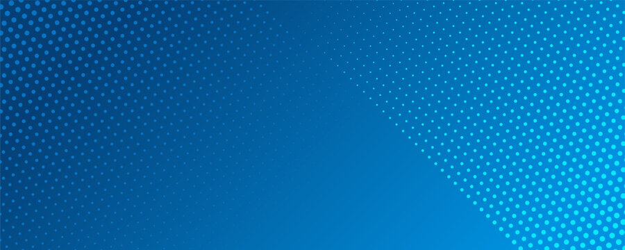 Halftone gradient pattern vertical vector illustration. Blue dotted halftone texture. Pop Art light blue dots halftone, dark blue Background. Background of Art. EPS10