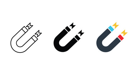 Magnet icon set with different design and color
