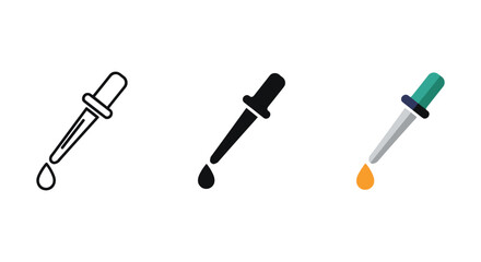 Pipette droppers with liquid droplets in various styles