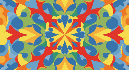 Colorful Kaleidoscope Pattern with Symmetrical Design and Vibrant Hues.
