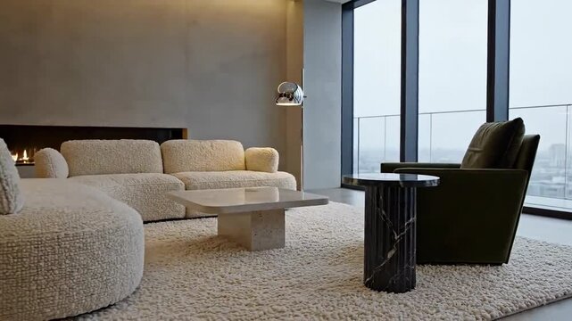 Elegant Apartment Interior Showcasing Modern Living Room Furnishings Details