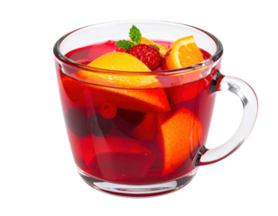 Refreshing Fruit Sangria in a Glass Mug with Fresh Mint Garnish