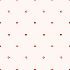 Hand-painted red dots evenly spaced on a soft light background. Watercolor polka dot pattern with artistic texture