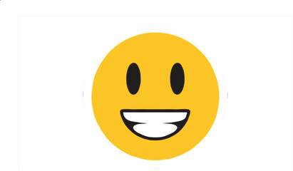 Fototapeta premium Smiley Face Icon – Yellow Happy Emoji with White Outline on Black Background PNG