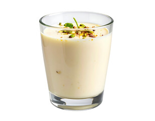 Creamy Dessert Drink in Glass with Pistachios and Mint Garnish