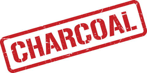 Distressed Red Charcoal Stamp on White Background, Indicating Approval or Branding with a Rough Texture