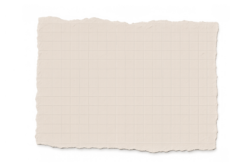 Torn piece of blank graph paper with ripped edges on transparent background, adding a creative element for notes or messages
