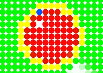 Abstract Geometric Dot Art with Bold Primary Colors