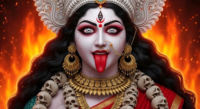 Kali maa hindu goddess of death time and doomsday illustration digital art wallpaper