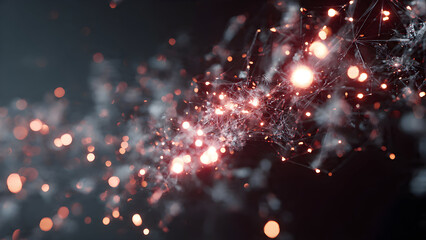 Ultra-realistic visualization of data sharding with glowing fragments splitting into multiple distributed file nodes