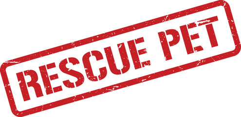 Distressed Red Rescue Pet Rubber Stamp Isolated on White Background, Promotion for Animals