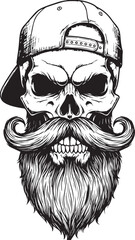 Bearded Skull Silhouette vector flat illustration design