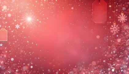 vibrant bright red christmas background with sparkling snowflake bokeh effect and gift tags