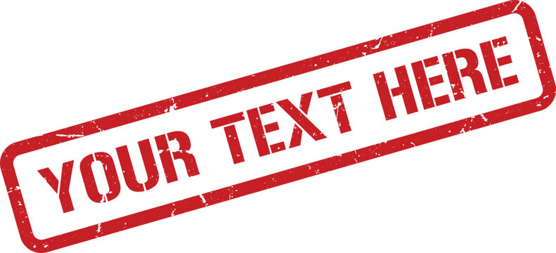 Red Grunge Stamp With Rounded Corners Featuring Your Text Here on White Background