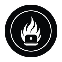 Fire alarm hand push button icon flat vector illustration
