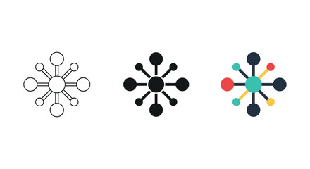 Different style molecular structure icon set