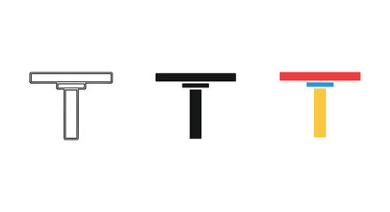 T shaped objects in different styles and colors